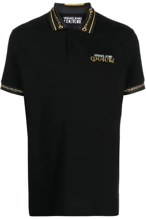 VERSACE Playera tipo polo con detalle de cadena