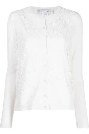 Oscar de la Renta Cárdigan con detalle de encaje chantilly