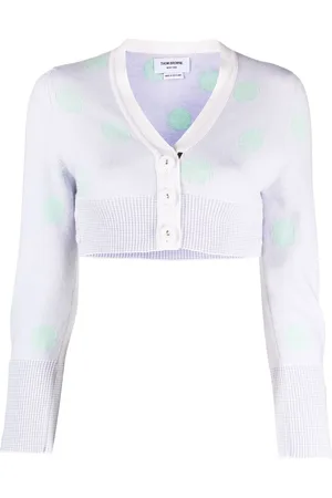 Thom Browne Cárdigan corto con moitvo de lunares en jacquard