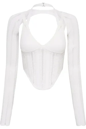 DION LEE Top corset con efecto de piel de serpiente