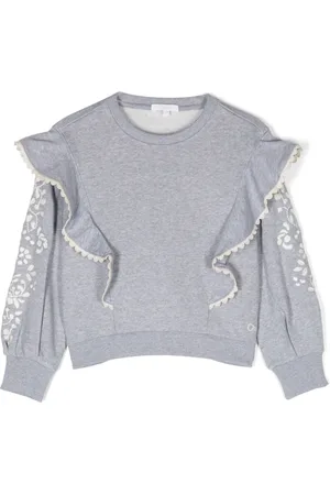 Chloé Sudadera con bordado floral y detalle de volantes