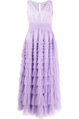 Twin-Set Vestido midi sin mangas con volantes de tul