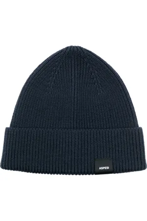 Aspesi Gorro tejido de canalé con parche del logo