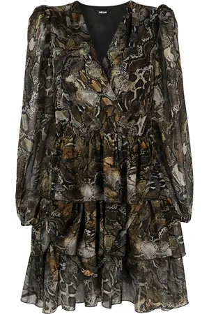 Roberto Cavalli Vestido corto con estampado de piel de serpiente