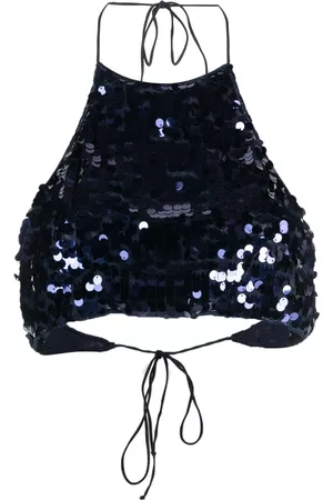 Oseree Top corto Night bordado con lentejuelas