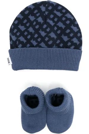 HUGO BOSS Set de gorro y slippers estampados