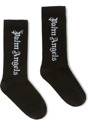 Palm Angels Calcetines tejidos de canalé con logo en intarsia