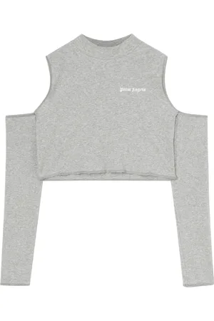 Palm Angels Top corto con logo estampado y aberturas