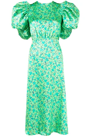 ROTATE Vestido midi con estampado floral y cinturón