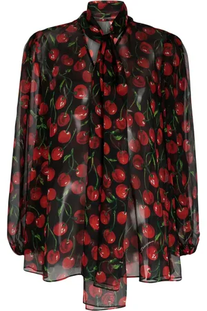 Dolce & Gabbana Blusa de seda con cerezas estampadas