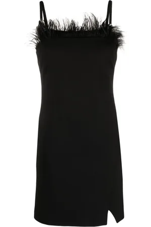 Twin-Set Vestido corto con ribete de plumas