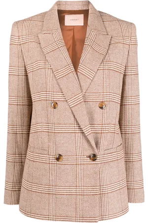 Twin-Set Blazer con doble botonadura y motivo de cuadros