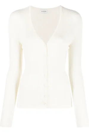 Lanvin Cárdigan tejido de canalé con cuello en V