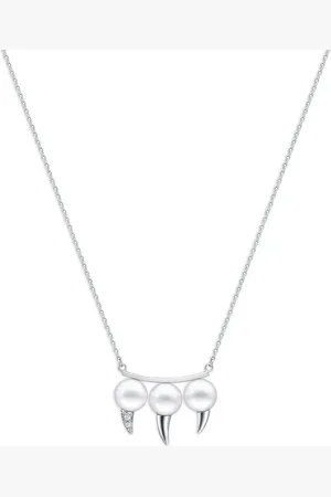 Tasaki Collar Collection Line Fang en oro blanco de 18kt con perla