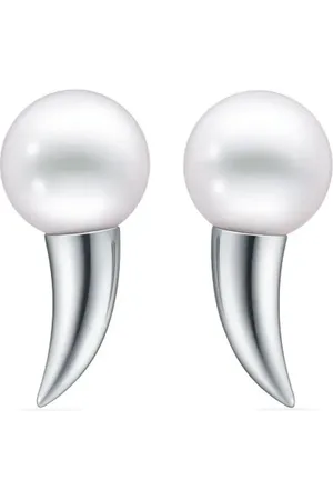 Tasaki Aretes Collection Line Danger en oro blanco de 18kt con perla