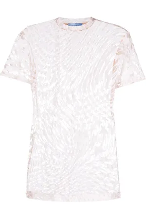 MUGLER Playera de malla con estrella estampada