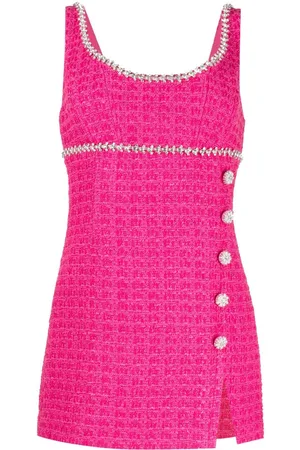 Self-Portrait Vestido midi de bouclé con detalles de cristal