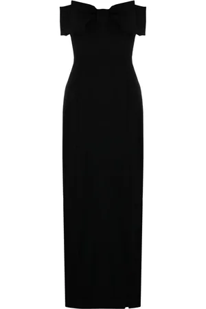Pinko Vestido largo con diseño strapless y detalle de moño