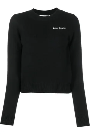 Palm Angels Suéter tejido de canalé con logo bordado