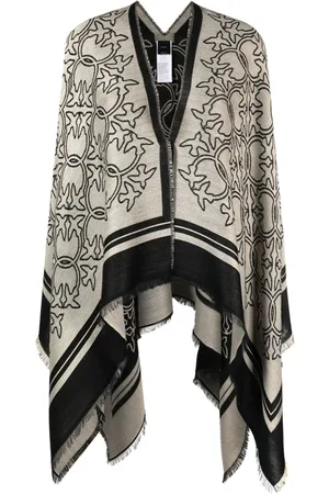 Pinko Poncho tejido en iintarsiacon ribete deshilachado