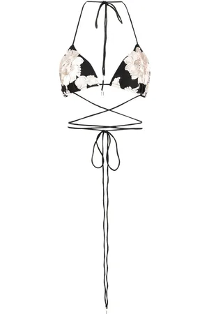 ROTATE Top tipo brasier con bordado floral y cuello halter