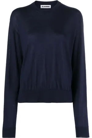 Jil Sander Suéter tejido de canalé con cuello redondo