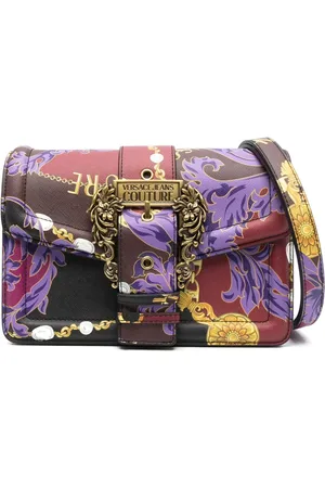 VERSACE Bolsa de hombro con logo grabado y hebilla