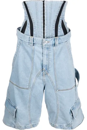 MUGLER Shorts de mezclilla estilo corset con paneles