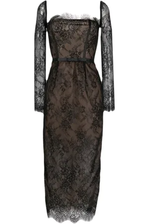 Ana Radu Vestido midi con encaje floral