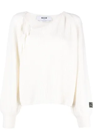 Msgm Suéter tejido de canalé con detalle de moño