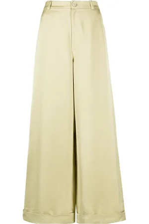 1309 Studios Pantalones de seda acampanados con tiro alto