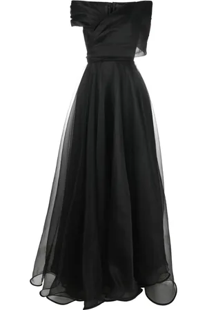Ana Radu Vestido largo con diseño fruncido y cuello en V