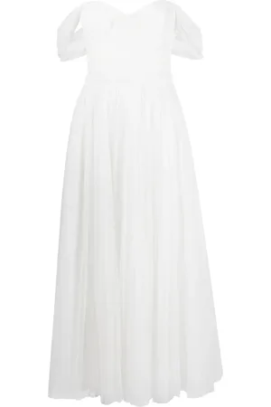 Ana Radu Vestido largo con diseño fruncido y escote en forma de corazón