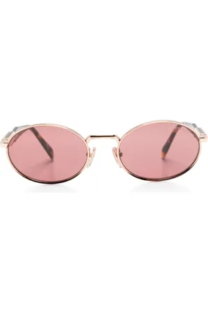 Prada Lentes de sol con armazón oval y logo grabado