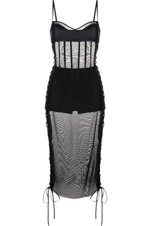 MONSE Vestido midi de malla con agujetas