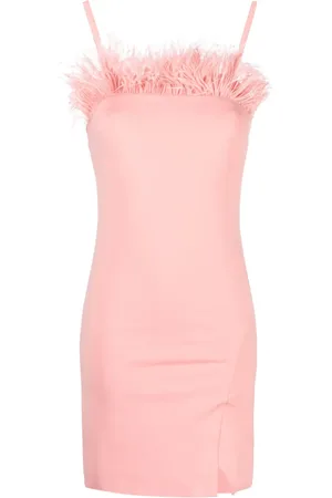 Twin-Set Vestido corto con ribete de plumas