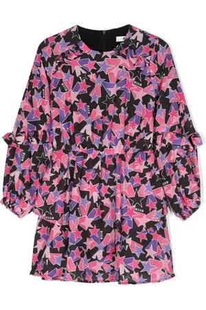 Msgm Vestido acampanado con volantes y estrellas estampadas