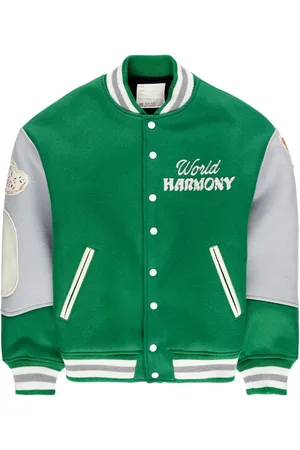 SAINT MXXXXXX Chamarra bomber Pigeon Varsity con estampado gráfico