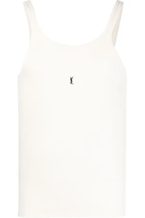 Saint Laurent Top tejido de canalé con logo bordado
