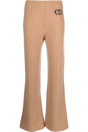 Twin-Set Pantalones tejidos de canalé con parche del logo