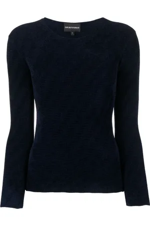 Emporio Armani Suéter con cuello redondo y motivo en jacquard