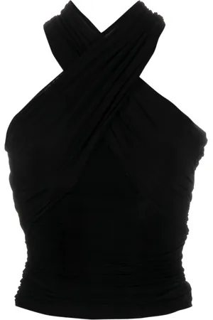 Saint Laurent Top fruncido con cuello halter
