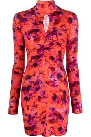 Patrizia Pepe Vestido corto con diseño fruncido y estampado floral