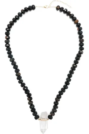 JIA JIA Collar de mostacillas en oro amarillo de 14kt con cuarzo y ojo de tigre