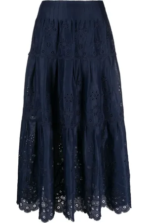 Ralph Lauren Falda midi con ojales bordados