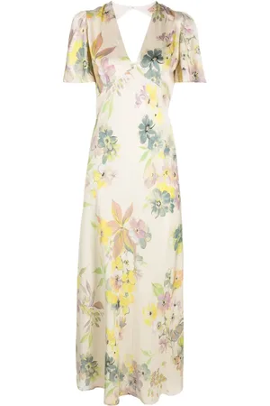Twin-Set Vestido largo con efecto satinado y estampado floral