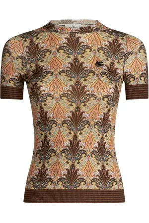 Etro Top tejido de canalé con estampado de cachemira