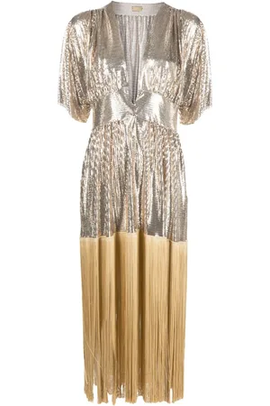 Paco rabanne Vestido tipo caftán con detalle de flecos
