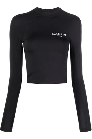 Balmain Top corto con logo estampado