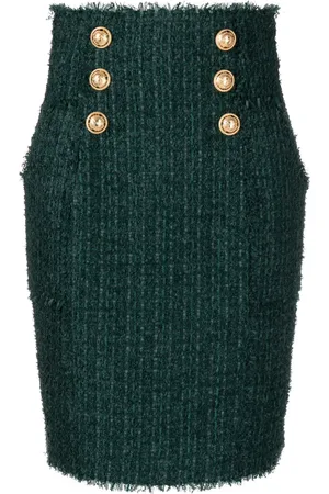 Balmain Falda lápiz de tweed con detalle de botones